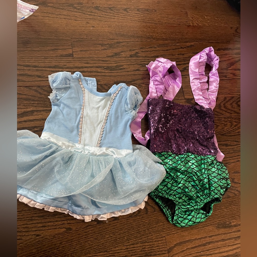 Baby Cinderella and Ariel costumes